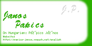 janos papics business card